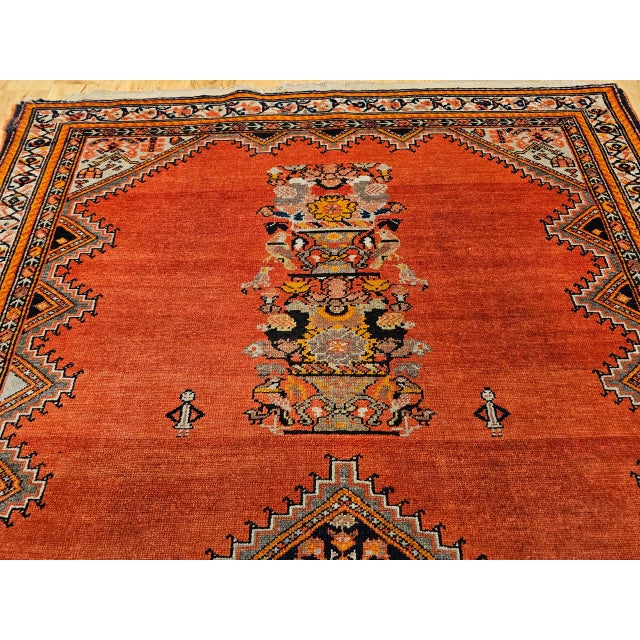 Vintage Persian Malayer Area Rug, Hand-Knotted Wool, Geometric Tribal Pattern, 4x7, Terracotta & Navy For Sale - Image 16 of 18