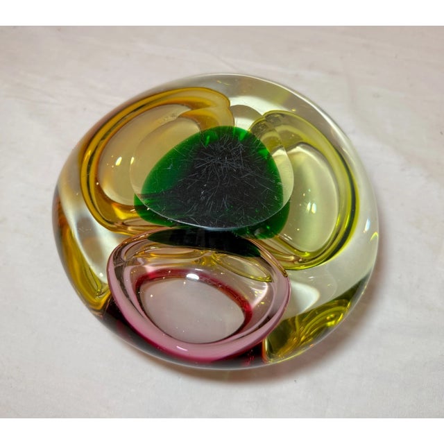 Large Vintage Hand Blown 3 Chamber Murano Art Glass Cigarette Cigar Ashtray For Sale - Image 13 of 13