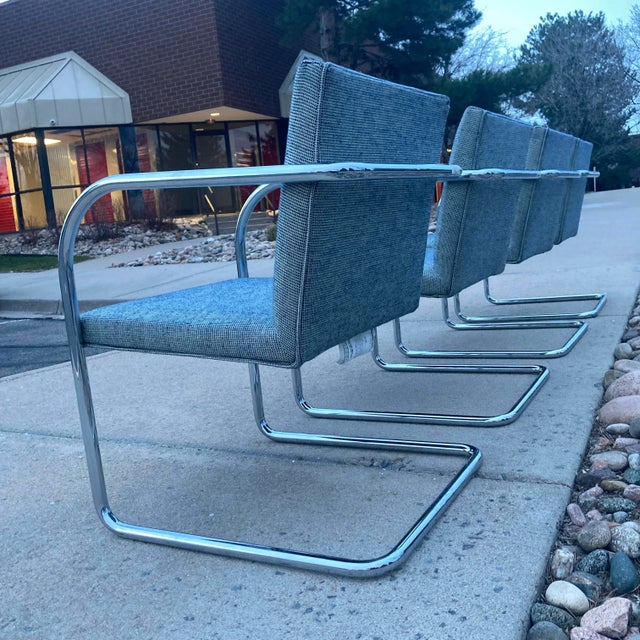 Set of 4 Tubular Chrome “Brno” Chairs Ludwig Mies Van Der Rohe for Thonet For Sale In Denver - Image 6 of 13
