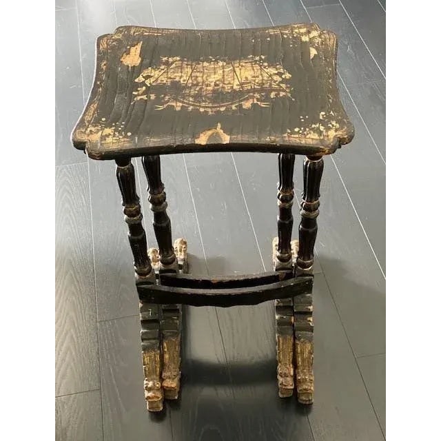 19th Century Chinoiserie Gold and Black Lacquer Nesting Tables - Set of 2 For Sale - Image 13 of 13