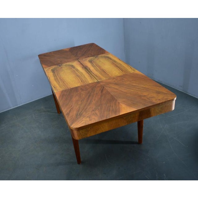 Extendable Dining Table in Walnut by Jindrich Halabala, Czechoslovakia, 1939 For Sale - Image 15 of 18