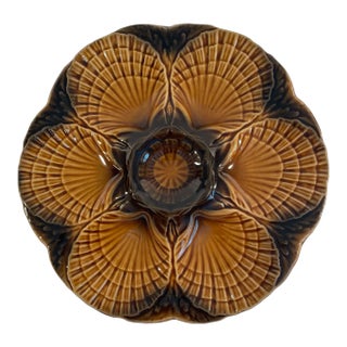 Mid 20th Century French Faience Sarreguemines Oyster Plate For Sale