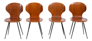 Dining Chairs by Carlo Ratti for Industria Legni Curvati, 1950s, Set of 4