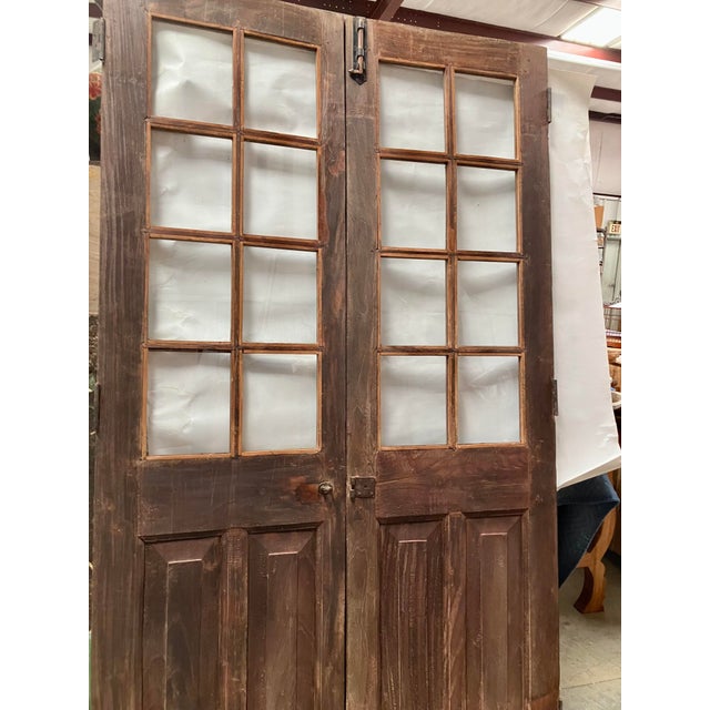 Mid-Century Modern French Door Set Two Raised Panel For Sale - Image 3 of 5