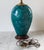 Wood Vintage Teal Glazed Ceramic Table Lamp For Sale - Image 7 of 11