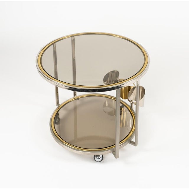 Mid-Century Serving Cart in Brass, Chrome and Glass, Italy, 1970s For Sale - Image 4 of 18