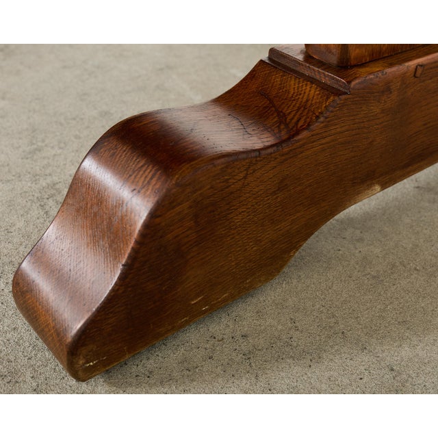 Monumental Country French Oak Farmhouse Triple Pedestal Dining Table For Sale - Image 18 of 18