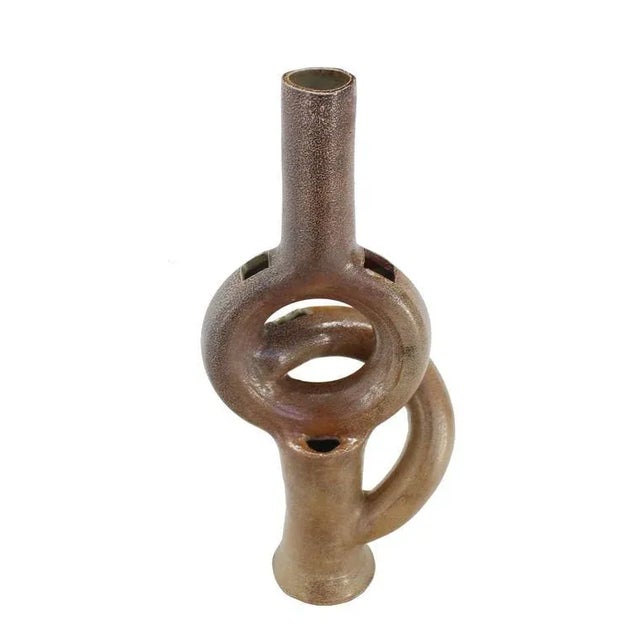 Mid 20th Century Vintage Mid Century Shape Glazed Pottery Vase For Sale - Image 5 of 9