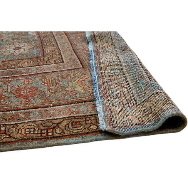 Persian Blue Antique Persian Malayer Wool Rug Allover From the 1900s For Sale - Image 3 of 9