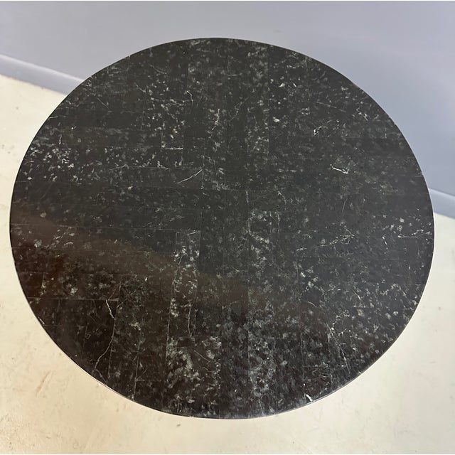 1990s Will Stone Style Postmodern Marble Side Table For Sale - Image 4 of 7