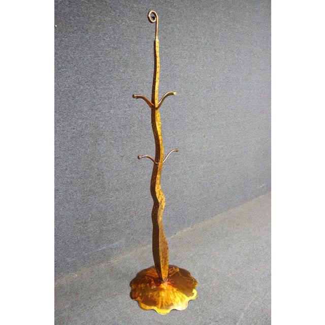 Metal Mid-Century Sculptural Gilt Metal Coat Rack With Leaf-Form Base For Sale - Image 7 of 8
