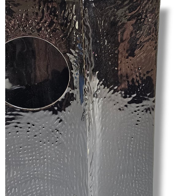 Black 1970s–1980s Japanese Black Ceramic Modernist Ikebana Vase With Circular Aperture For Sale - Image 8 of 10