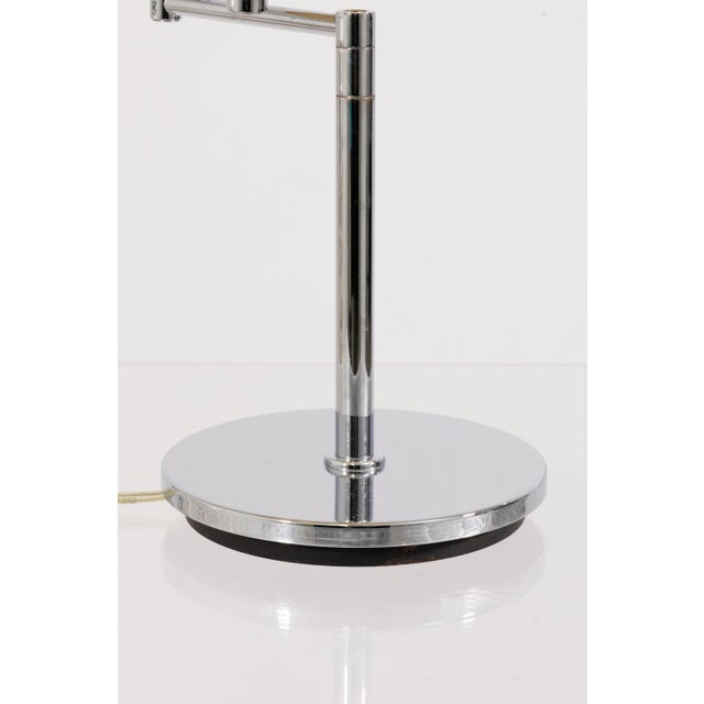 Mid-Century Modern Pair of Walter Von Nessen Chrome Swing Arm Table Lamps For Sale - Image 3 of 7