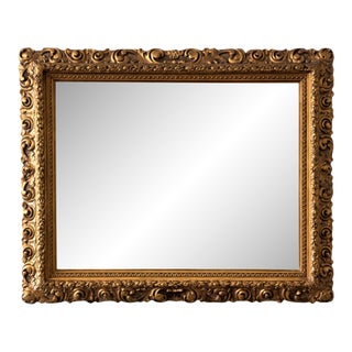 Antique Baroque 19th Century Rectangular Carved iFrench Gold Leaf Mirror For Sale