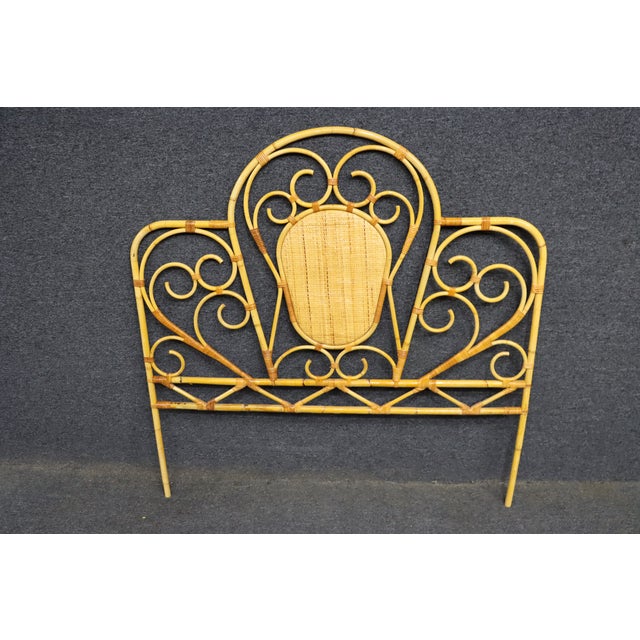 Wood Mid Century Style Bamboo Double Headboard For Sale - Image 7 of 8