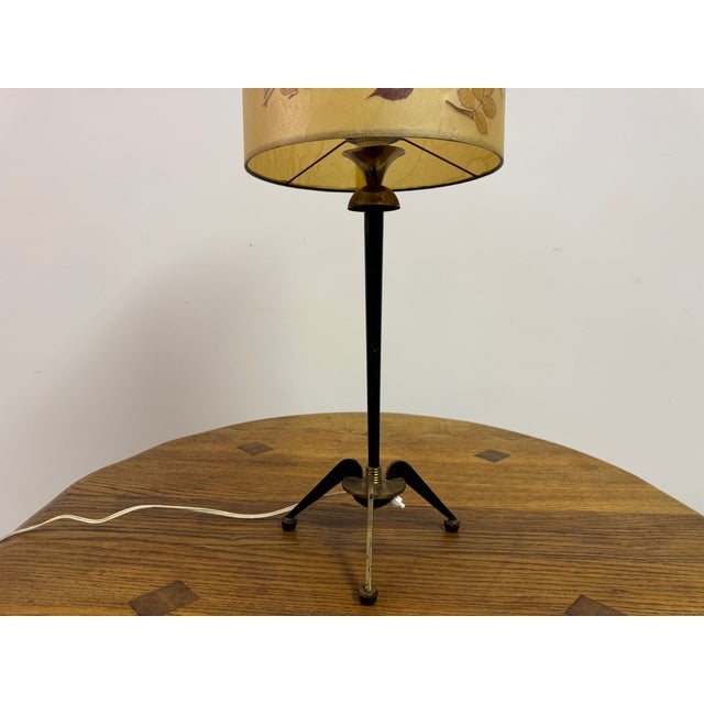 Vintage French Tripod Table Lamp in Brass and Metal, 1960s For Sale - Image 10 of 11