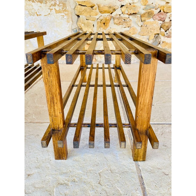 Vintage 2-Tiered Slatted Side Tables, Set of 2 For Sale - Image 10 of 18