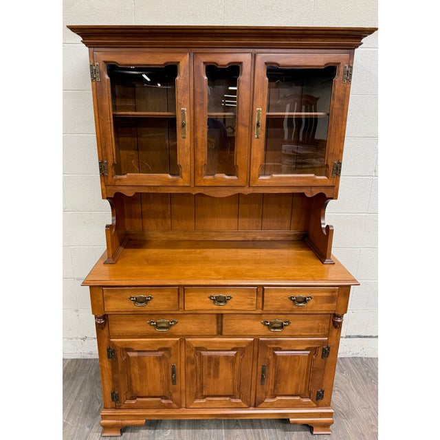 This is a beautiful vintage Tell City Young Republic Colonial Hard Rock Maple china cabinet, buffet, and hutch crafted in...