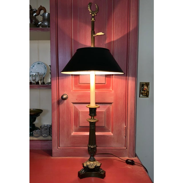 1920s 1920s French Empire Patinated Bronze Tole Candlestick Lamp For Sale - Image 5 of 12