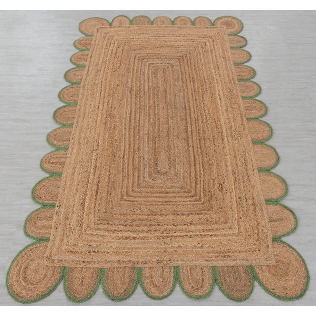 Olive Green Scallop Edge Jute Rug 2.6x10 Ft. For Sale - Image 13 of 13
