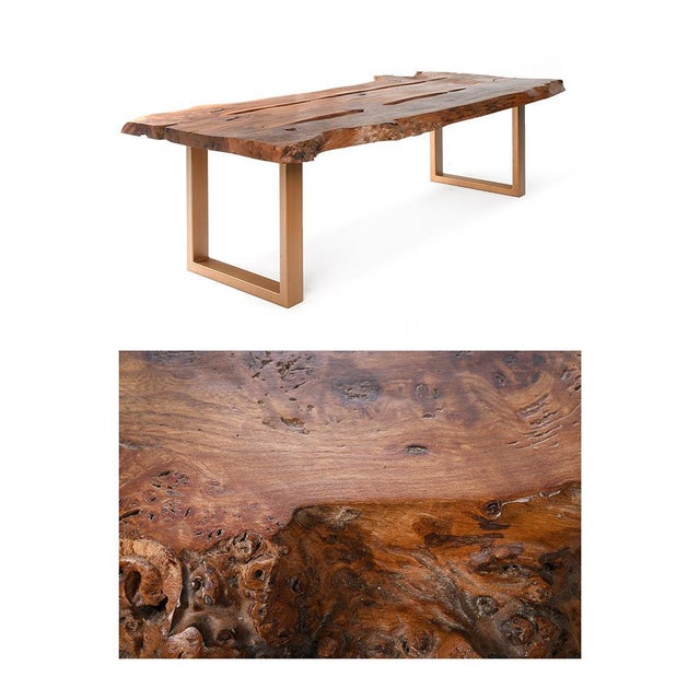 Large handcrafted wooden table. Vintage walnut table. Has a rough cut top, varnished and waxed by our craftsmen. This...