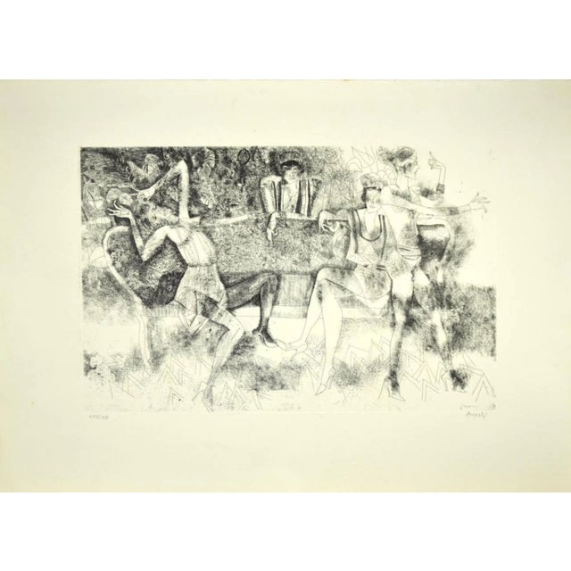 Figures is an original etching on paper by Marcello Avenali. Hand-signed. Numbered, edition 125/125. Image Dimensions: 32...