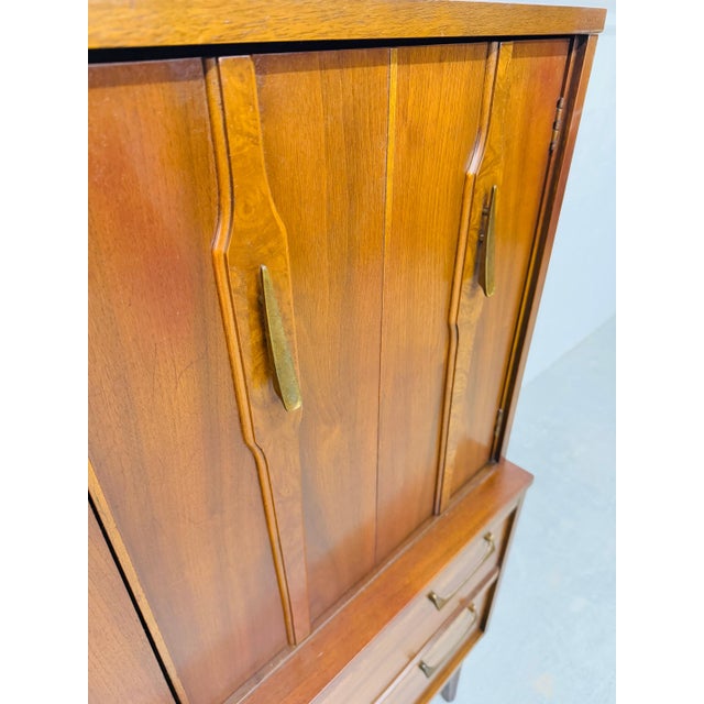 Mid-Century Modern Brasilia Style Walnut High Chest For Sale - Image 10 of 10