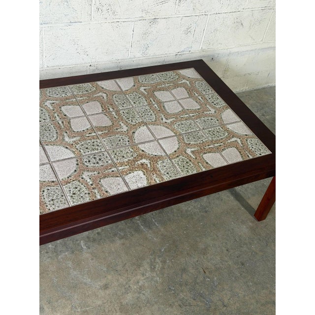 Rosewood Rectangular Coffee Table With Ceramic Tile Top Vintage Mid-Century Modern 1960s For Sale - Image 4 of 10