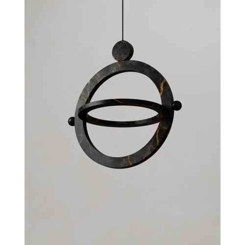 Black Marble and Stone Ring-Shaped Gaïa Lamp by Esther Knopfler For Sale - Image 4 of 16