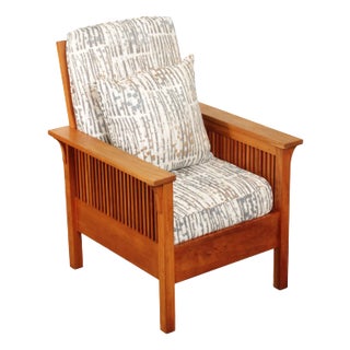 Stickley Mission Collection Cherry Spindle Lounge Chair with Tight Seat For Sale