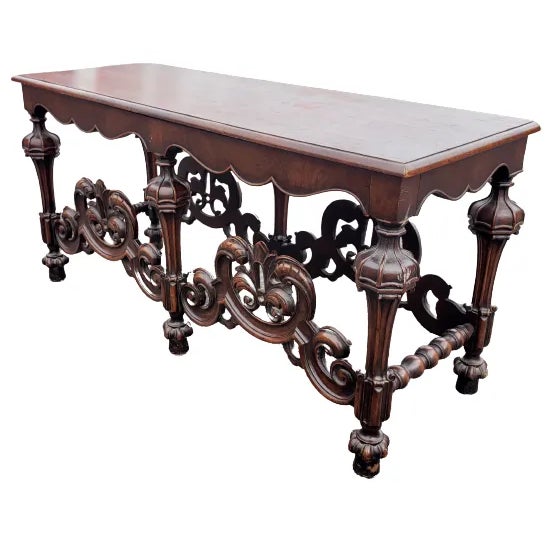 1920s Rococo Style Carved Walnut Bench For Sale - Image 11 of 11