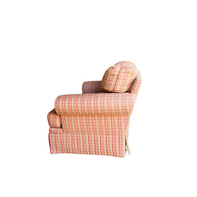 Harden English Country Plaid Club Chair & Matching Ottoman – Traditional Tartan Upholstery For Sale - Image 10 of 15