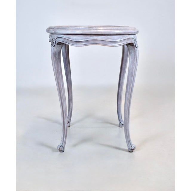 Wood Louis XV Style Marble Top Kidney Shape Side Table For Sale - Image 7 of 12