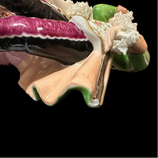 Green Volkstedt Porcelain, Courting Couple, Marked V20253, Post 1945 For Sale - Image 8 of 10