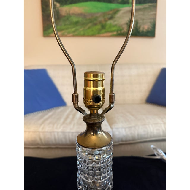 Vintage Crystal and Brass Table Lamps, a Pair For Sale - Image 4 of 8
