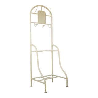 Vintage European White Steel Hat & Coat Hall Tree Stand For Sale