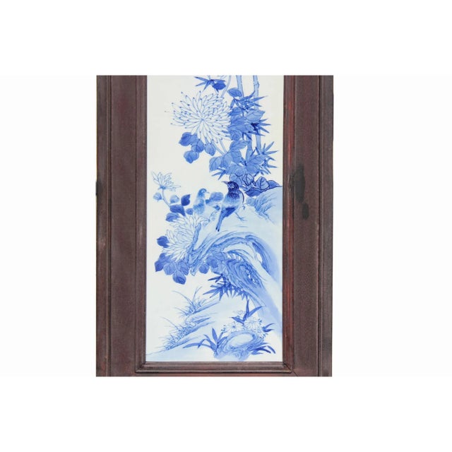 2000 - 2009 Chinese Blue White Porcelain Flower Birds Scenery Wall Panel Set For Sale - Image 5 of 11
