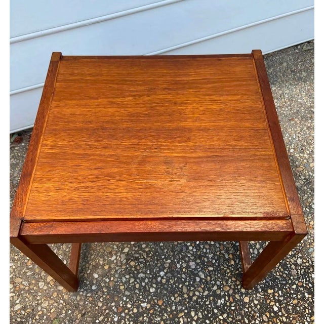 Wood 1960s Vintage Mid Century Danish Convertible Table Foot Stool For Sale - Image 7 of 9