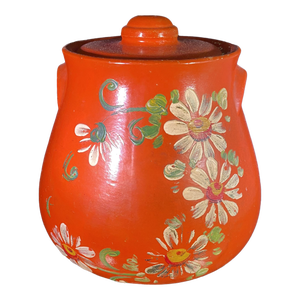 Vintage Ransburg Hand-Painted Orange Pottery Cookie Jar, 1930s Americana