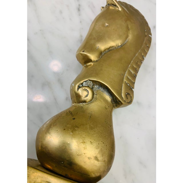 Vintage Solid Brass Horse Head Knight Chess Piece Bookends- a Pair For Sale In San Antonio - Image 6 of 12