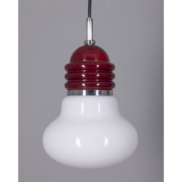 Red Small Vintage Glass and Metal Arianna Pendant Lamp by Piero Brombin for Artemide, 1970s For Sale - Image 8 of 8