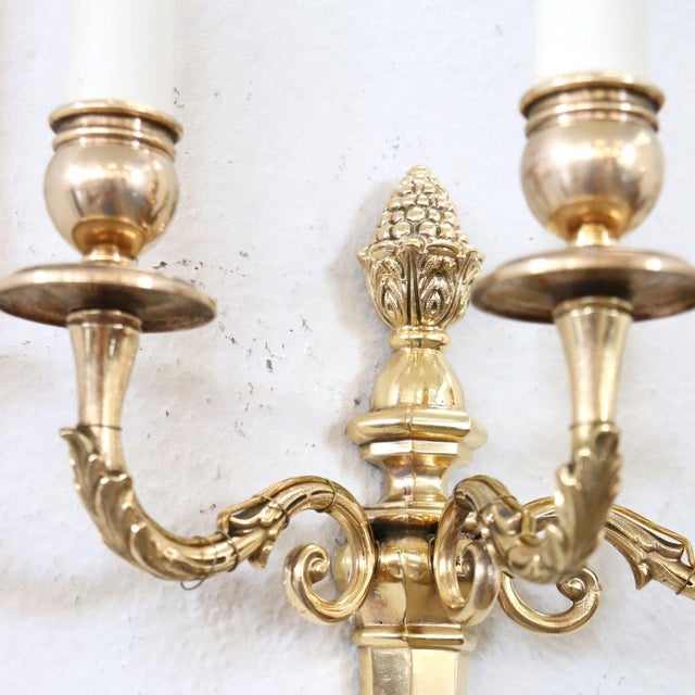 Gold Antique Late 19th Century Sconces in Gilded Brass, Set of 3 For Sale - Image 8 of 14