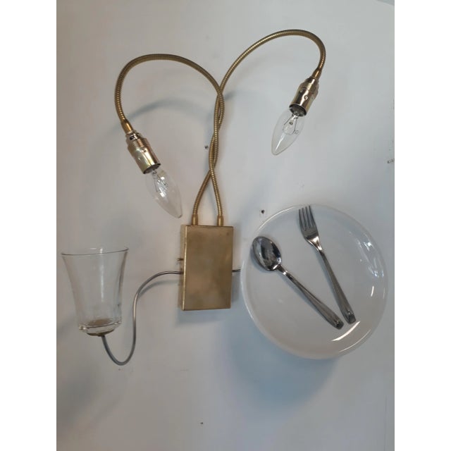1990s Vintage Restaurant Sconce with Plate, Glass, and Cutlery For Sale - Image 5 of 5