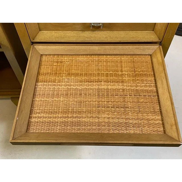 1950s Mid Century Woven Cane Accent Side Tables/Nightstands - A Pair For Sale - Image 5 of 10