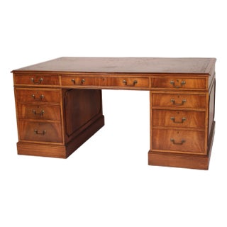 George III Style Mahogany Leather Top Desk For Sale