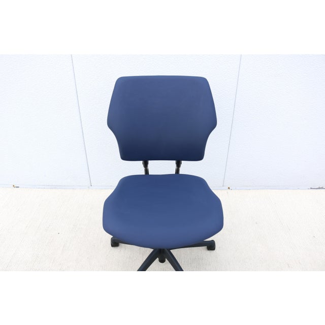 Humanscale Freedom Ergonomic Armless Task Desk Chair in Blue Color Slightly Used For Sale - Image 11 of 18