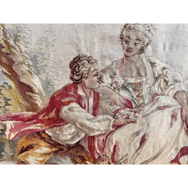 Mid 19th Century 19th-Century Silk Tapestry — Romantic Garden Scene For Sale - Image 5 of 8