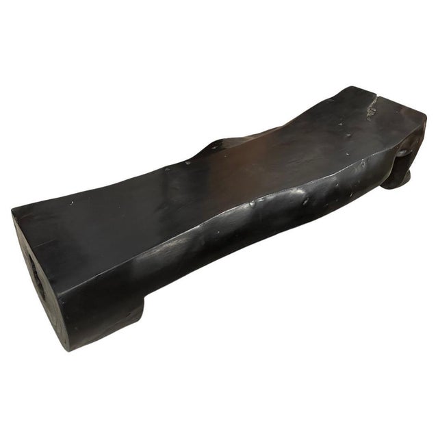 2010s Andrianna Shamaris Log Style Live Edge Charred Teak Wood Bench For Sale - Image 5 of 18