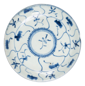 Blue & White Floral Plate, C. 1850