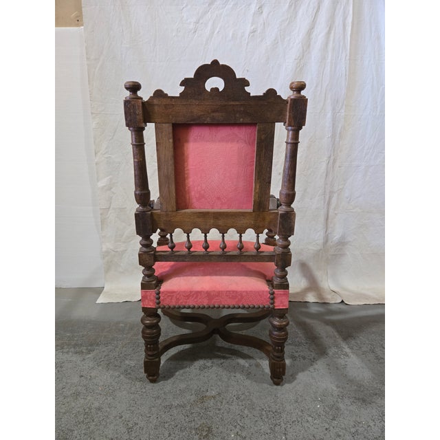 Pair of Late 19th Century Renaissance Revival Oak Baronial Armchairs For Sale - Image 4 of 11